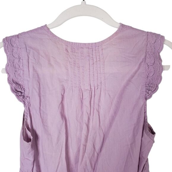 Charlotte Russe Lilac Purple V-Neck Embroidery Tie Back Sleeveless Blouse Small - Picture 6 of 10